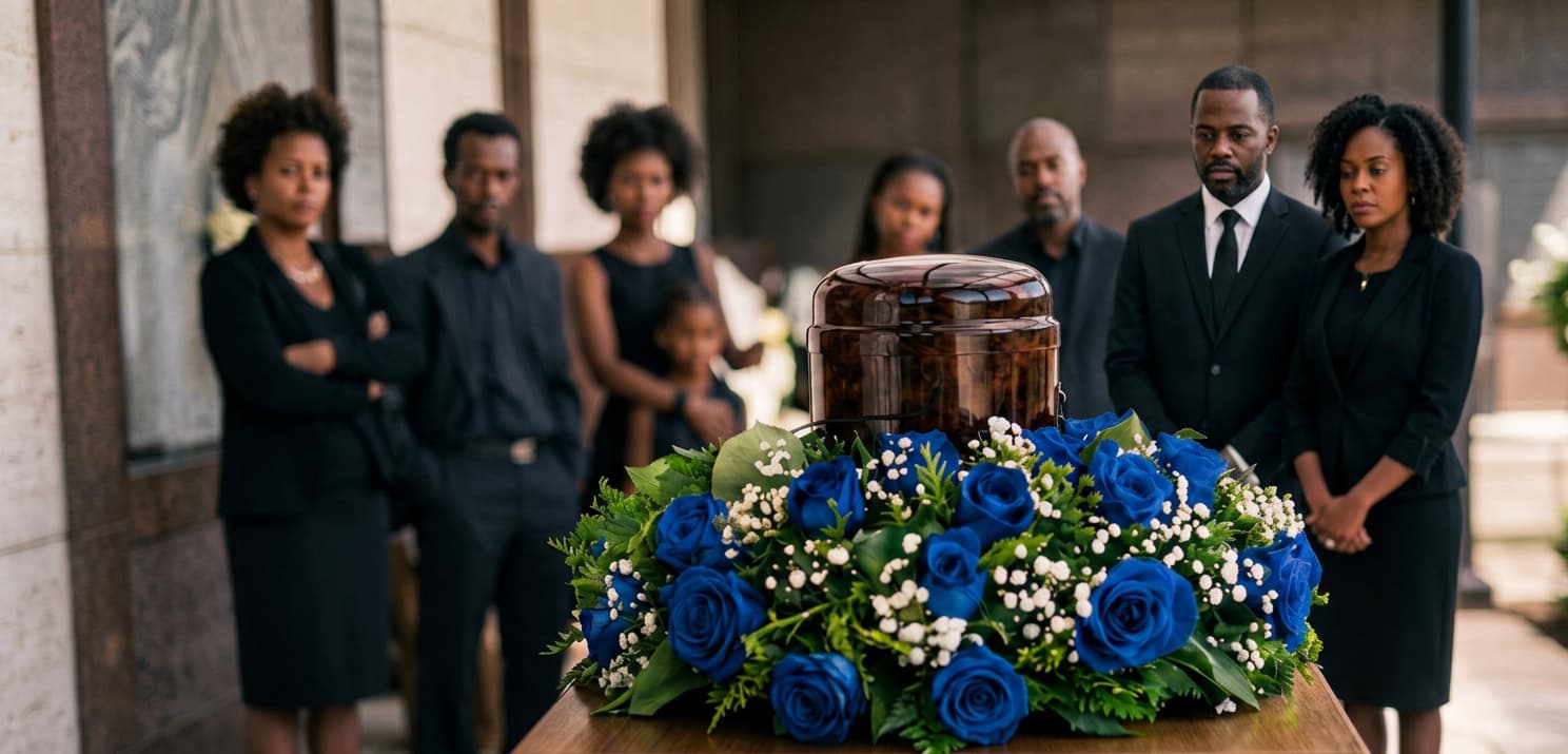 A family coming together in support during a time of grief